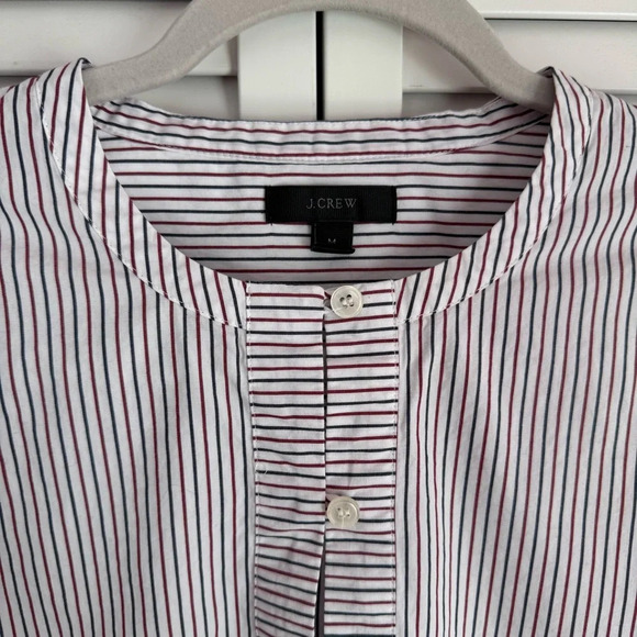 J. CREW Embroidered Sleeves Tie Front Tunic Shirt Blouse Multi Color Size Medium - Picture 7 of 11